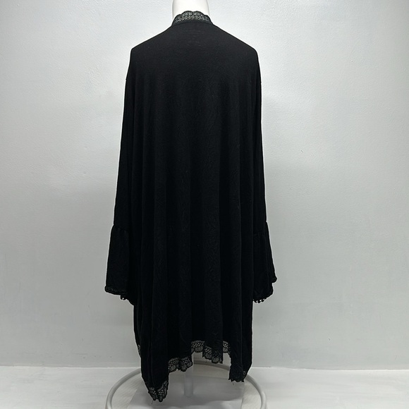 Torrid Super Soft Cardigan Lace Trim Ruffle 3/4 Sleeve Open Front Black Plus 4X - Picture 5 of 9